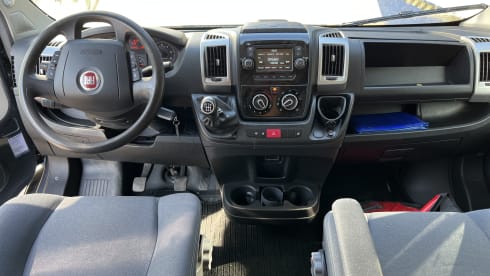 2p Fiat Ducato camper bus from 2016 with air conditioning and e-bike carrier