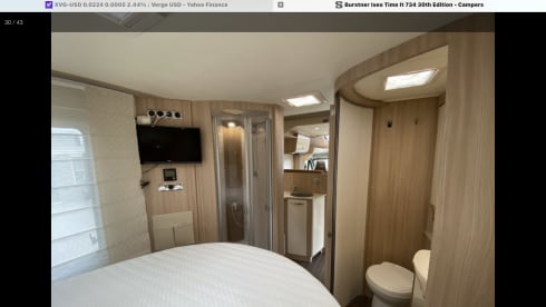 Super luxurious Bürstner with queen bed.