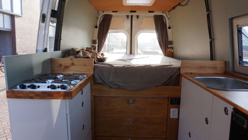 Pistachio – Mercedes Sprinter with large bed and extensive kitchen
