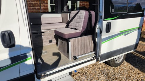 Lizzy – Sleeps 2 and has a loo, the tardis of campers