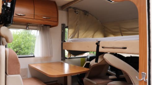 Camper with top layout