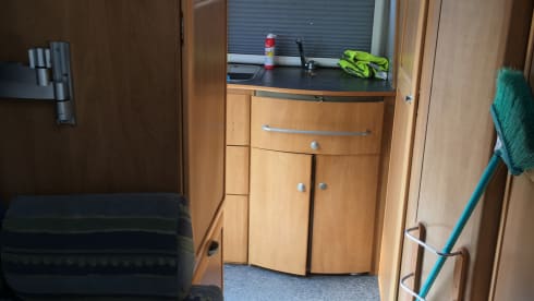 Hymer camper for 2 or 3 people for rent.