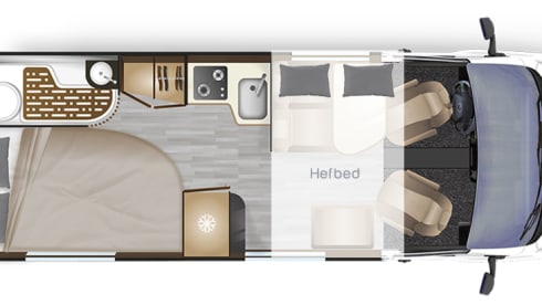 Luxury 4 pers. with fixed French bed and a pull-down bed