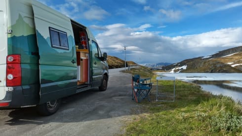 On an adventure with our spacious 2-6p camper van (converted VW Crafter)