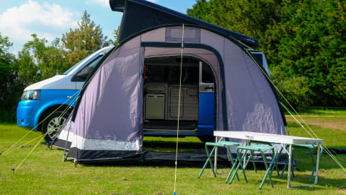 4 berth Volkswagen Campervan with pop top