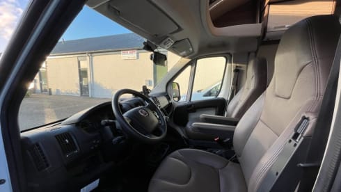 Bürstner/Fiat Ducato semi-integrated from 2016 with full leather upholstery.