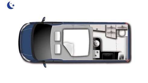 D'eropuit – New campervan Ford Nugget Plus with high roof - 4 people