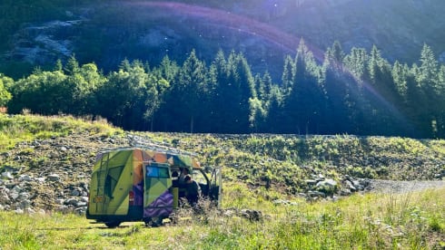 Unique, off-grid Ford Transit for two people