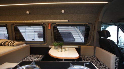 Completely restyled Mercedes Sprinter with XXL luxury fixed bed (double)