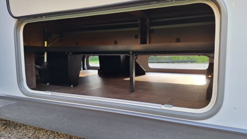 Bear on the road – 7p Bürstner alcove from 2011