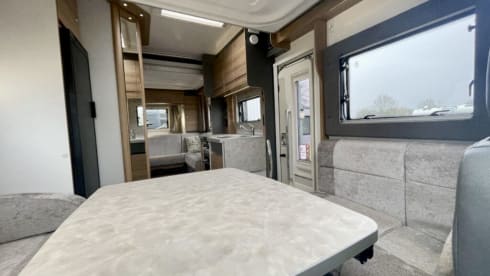 Hugo  – Luxury 4 berth Bailey Adamo with drop down beds and large living spaces. 