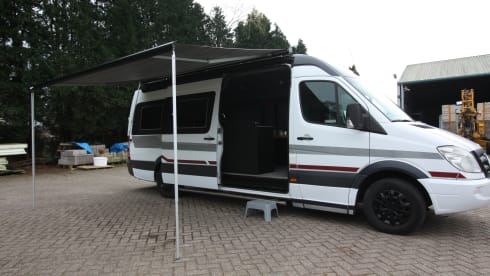 Completely restyled Mercedes Sprinter with XXL luxury fixed bed (double)