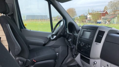New cool off-grid Mercedes Sprinter bus camper with length beds