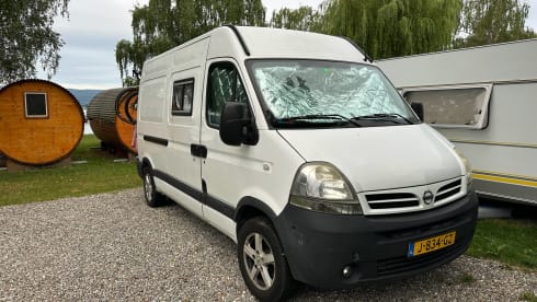 Atmospheric self-build camper van for 2 people (+ baby/small child)