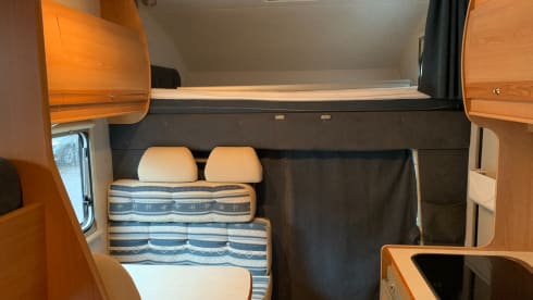 Family camper with bunk bed