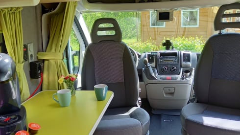 Cozy and compact Peugeot Boxer.