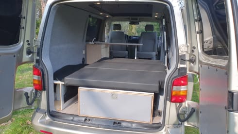 Volkswagen extended camper van sleeps 2 people