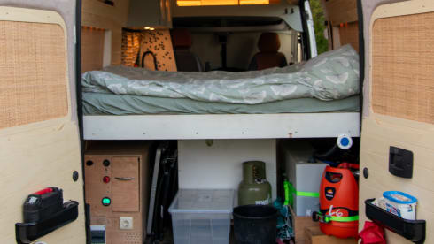 Adventurous camper van with on-board cinema and "Stealth Mode"