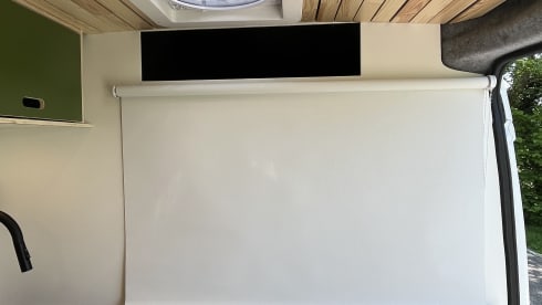 Trendy 2-person camper with solar panels