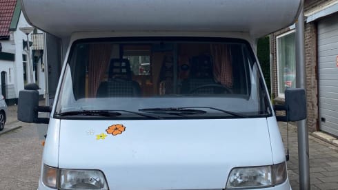 Bloemen camper – 3p Dethleffs alcove uit 1995