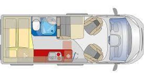 Compact bus camper with many useful extras