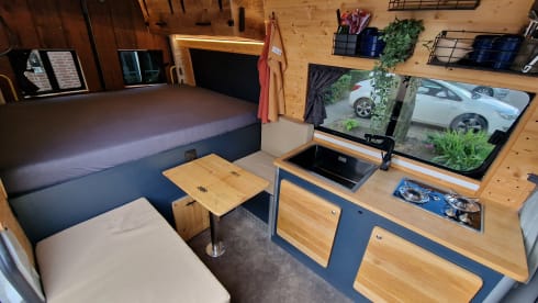 Tough 2 person bus camper - Off-grid