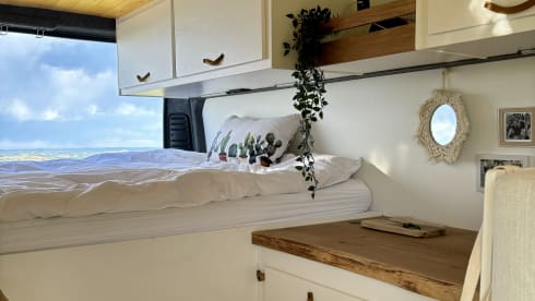 Luxurious off-grid bus from 2021 with a super atmospheric interior 