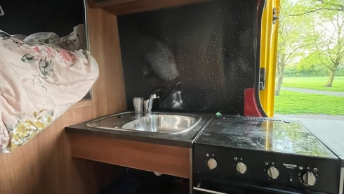 Big Yellow Campervan – 3 berth Mercedes-Benz Race Van Fully comp insurance included 