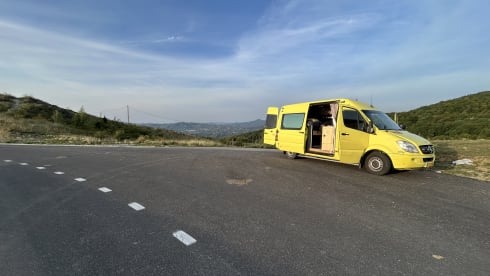 Yellowtrack  – Powerful Mercedes campervan – freedom, comfort and adventure for two!