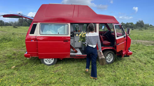 Vermelho  – Rent a Campervan Blue CLassics ‘s Volkswagen T3  red