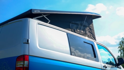 4 berth Volkswagen Campervan with pop top