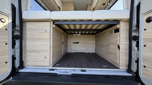 New camper van, 2 sleeping places and bicycle carrier
