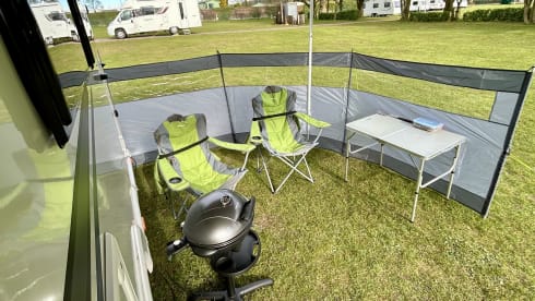 Hugo  – Luxury 4 berth Bailey Adamo with drop down beds and large living spaces. 