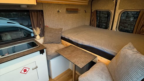 2 berth Peugeot campervan fixed bed