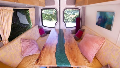 Orla – Off-grid, Heated, 3-Berth Mercedes Camper with Wood Interior & River Table