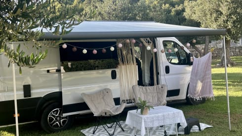 Luxurious off-grid bus from 2021 with a super atmospheric interior 