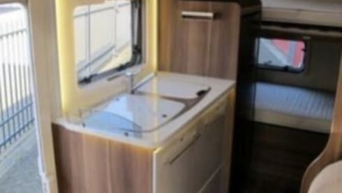 Very luxurious and modern family camper.