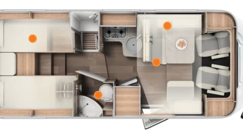 Enjoy Life – Luxury motorhome single beds + pull-down bed Carado T447
