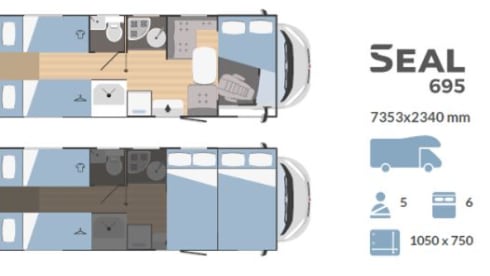 spacious family campers, year 2022 + 2019, 5-person family campers