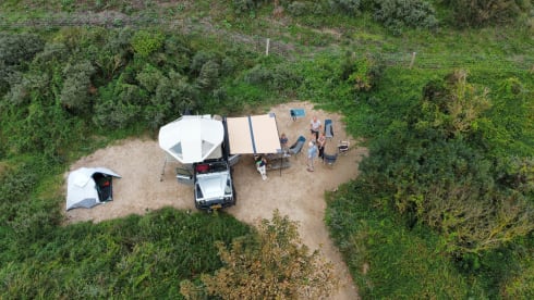 Great adventures with the family, tough Landrover Defender with roof tent