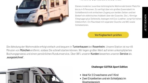 Zeitreise Wohnmobilvermietung No. 1 – Mobilvetta k silver 58, with ALL IN equipment on board