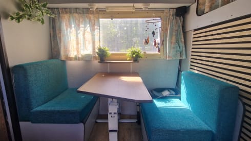 Beautiful vintage Mercedes campervan for hire with Airco