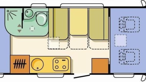 Family camper with XL garage and a cozy sitting area! (6Person)