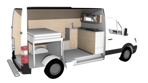 Cochonnette – Stealth & basic camper bus with XL bed
