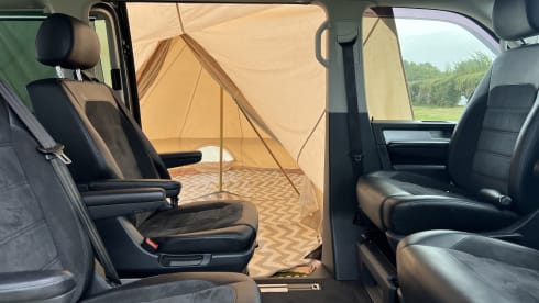 Carol – 2019 VW T6 Caravelle, 4 berth + a cosy bell tent & stove!