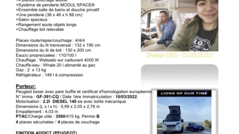 Dreamer – Dreamer D55 UP: pop-up roof, 4 beds, private bathroom and shower!