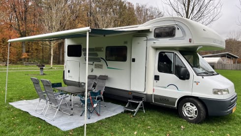 Happy Glamper – VERY SPACIOUS HYMER 644 CAMP, ALCOVE 6 PERSON XXL GARAGE