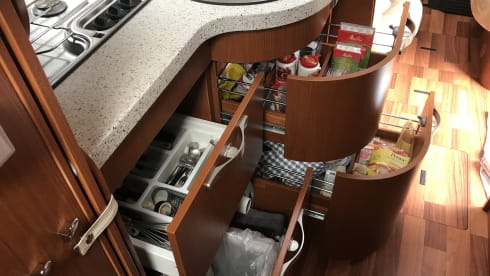 C1 driving license. Super luxury Hymer for 4 people.