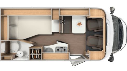 2/25 – Compact and luxurious 2-person camper with fixed bed in the back!