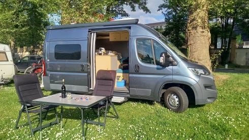 2p Fiat Ducato camper bus from 2016 with air conditioning and e-bike carrier